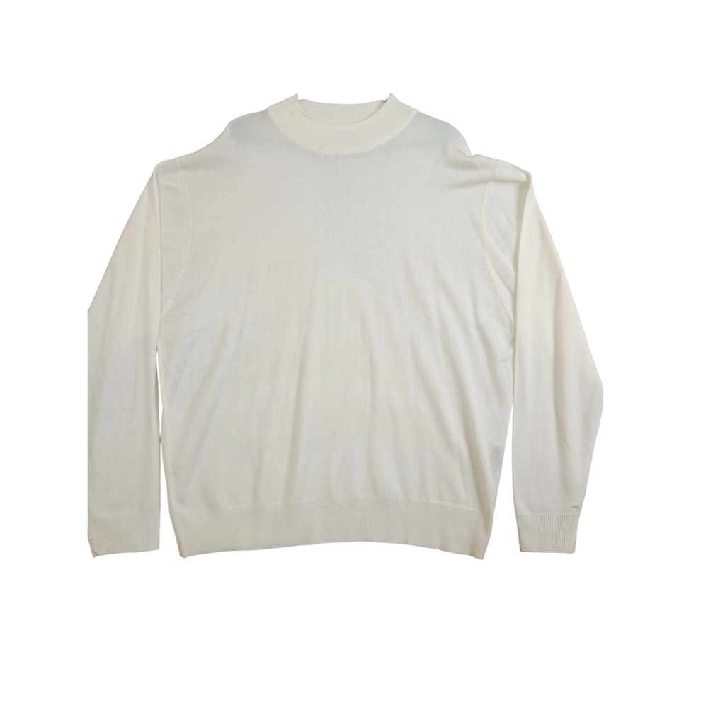 Bagazio 4X Cream Mock Neck Sweater Long Sleeve Classic Elegant Pullover